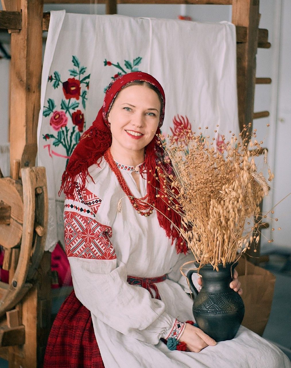 Close-up charm by Women in Slavic costumes
